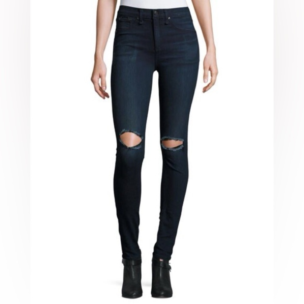 Rag & Bone Dark Blue‎ Distressed Skinny Jeans